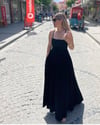Sırt Çapraz Detay Midi Boy Elbise - SİYAH