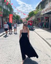 Sırt Çapraz Detay Midi Boy Elbise - SİYAH