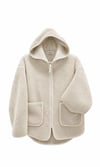 Teddy Kapşonlu Oversize Ekru Ceket