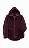 Teddy Kapşonlu Oversize Mürdüm Ceket
