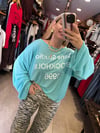 Turkuaz Yazı Basılı Oversize T-Shirt