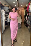 Vatkalı Modal Kumaş Elbise (pembe)