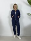 0331 Fermuarlı Bisiklet Yaka Ceket, Bel Lastikli, Bağcıklı, Pantolon Tensel Takım