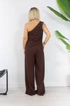 0457 TEK OMUZ BLUZ, BEL LASTİKLİ PANTOLON TAKIM