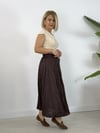 0554 Bel Lastikli, Kraşlı, Saten, Midi Boy Etek