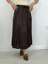 0554 Bel Lastikli, Kraşlı, Saten, Midi Boy Etek