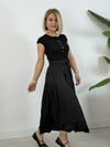0554 Bel Lastikli, Kraşlı, Saten, Midi Boy Etek