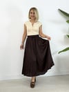 0554 Bel Lastikli, Kraşlı, Saten, Midi Boy Etek