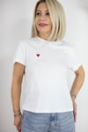 0584 BİSİKLET YAKA, KALP NAKIŞ TSHİRT