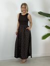 0950 Modal Atlet Garnili, Kolsuz, Yırtmaçlı, Puantiyeli Elbise