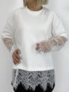 1031 Kol ve Etel Ucu Dantel Detay Tshirt