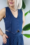 1111 ZR MAXİ BOY, CEPLİ ETEKLİ, YELEKLİ, ÇİZGİLİ TAKIM