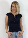 1887 Mini Kol, Yaka Çıtçıt Detay, Ribana Bluz