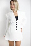 2075 HAKİM YAKA, BEL DRAPELİ, ETEKLİ BLAZER TAKIM