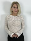 2763 Kayık Yaka, Transparan, Dantel Bluz