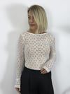 2763 Kayık Yaka, Transparan, Dantel Bluz