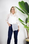 3015 ORGANZE, KENDİNDEN ÇİZGİLİ, KRAŞLI GÖMLEK