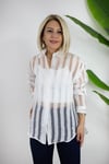 3015 ORGANZE, KENDİNDEN ÇİZGİLİ, KRAŞLI GÖMLEK