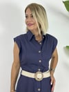 3329 KEMERLİ, KETEN, GÖMLEK ELBİSE