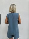 396 KOLSUZ V YAKA BLUZ ŞORTLU TAKIM