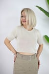 502 KISA KOL, CROP, MERSERİZE BLUZ
