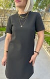 5173 DOUBLE KUMAŞ KISA KOL BASİC ELBİSE