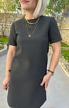 5173 DOUBLE KUMAŞ KISA KOL BASİC ELBİSE