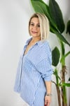 5305 DÜŞÜK OMUZ, OVERSİZE, ÇİZGİLİ PAMUK GÖMLEK