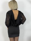 5531 ŞİFON, UZUN KOL, DEGAJE YAKA ELBİSE