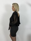 5531 ŞİFON, UZUN KOL, DEGAJE YAKA ELBİSE