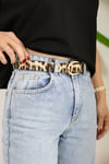 5686 KENDİNDEN LEOPAR KEMERLİ JEAN