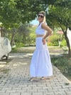 578 DERİN YIRTMAÇ ETEKLİ, CROP BLUZ MÜSLİN TAKIM