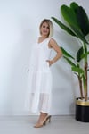 6096 V YAKA, CEPLİ, UZUN FİSTO ELBİSE