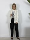 6249 Bel Oturtmalı, Dokulu, Tek Düğme Blazer Ceket