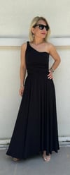 6302 TEK OMUZ DRAPELİ PENYE ELBİSE