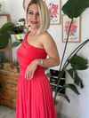 6302 TEK OMUZ DRAPELİ PENYE ELBİSE