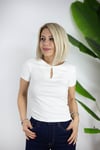 6620 KISA KOL, BİSİKLET YAKA, VATKALI, YAKA PENCERE MODAL BLUZ