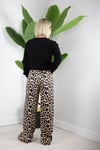6669 SATEN, BEL LASTİKLİ, LEOPAR PANTOLON