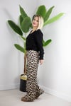 6669 SATEN, BEL LASTİKLİ, LEOPAR PANTOLON
