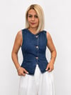 697 ZR Bisiklet Yaka, Göğüs Kulplu, Denim Yelek