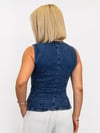 697 ZR Bisiklet Yaka, Göğüs Kulplu, Denim Yelek
