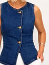 697 ZR Bisiklet Yaka, Göğüs Kulplu, Denim Yelek