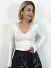 7088 Göğüs Kulplu, Yaka Dantel, Uzun Kol Bluz
