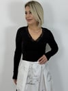 7088 Göğüs Kulplu, Yaka Dantel, Uzun Kol Bluz