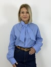 7435 Yaka Kuşaklı, Gizli Patlı, Çizgili, Boyfriend Gömlek