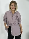 7493 GÖĞÜS BONCUK İŞLEME, ÇİZGİLİ GÖMLEK