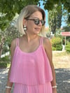 778 ÇİFT KAT PİLELİ, ASKILI, ŞİFON ELBİSE