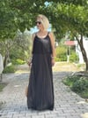 778 ÇİFT KAT PİLELİ, ASKILI, ŞİFON ELBİSE