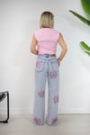 7937 WIDE LEG, SIVAMA GÜL TAŞ DETAYLI JEAN