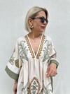 8060 ETNİK DESEN YARASA KOL ELBİSE